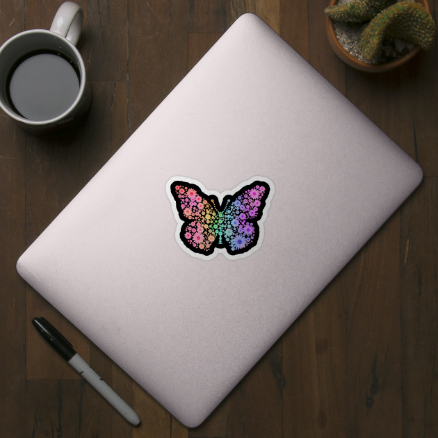 Rainbow Flower Spring Butterfly Silhouette by Art by Deborah Camp